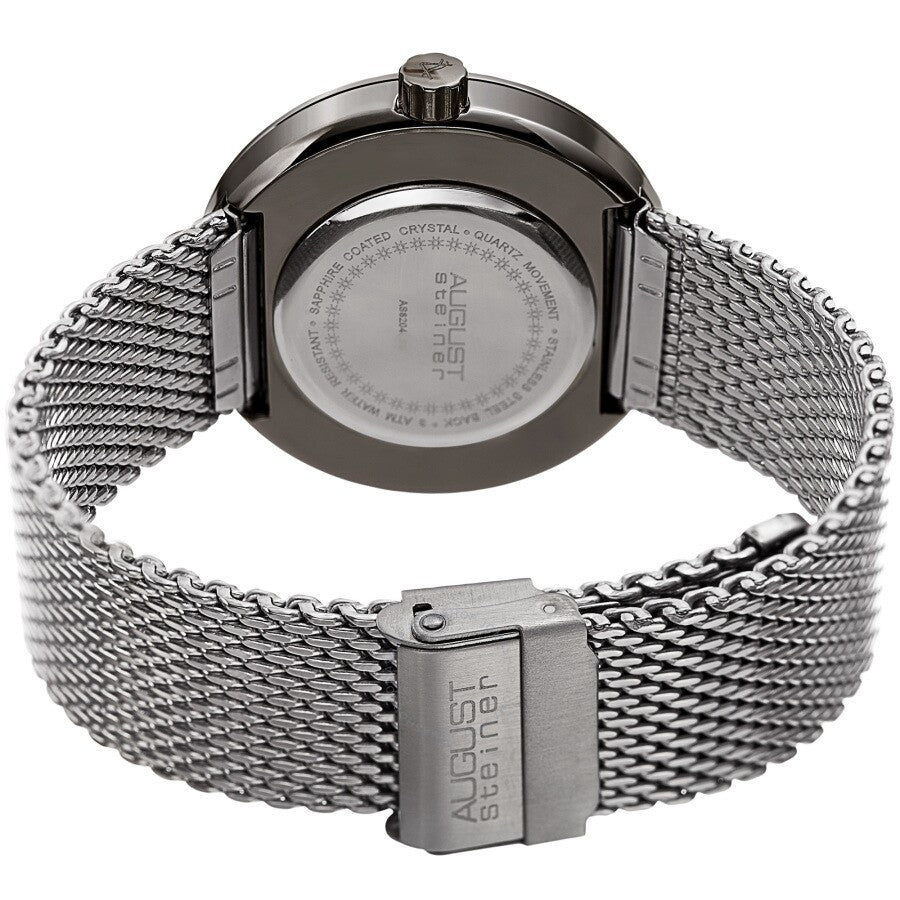 August Steiner Quartz Grey Dial Silver-tone Mesh Men's Watch AS8204SSGN - Dawson Watches #4
