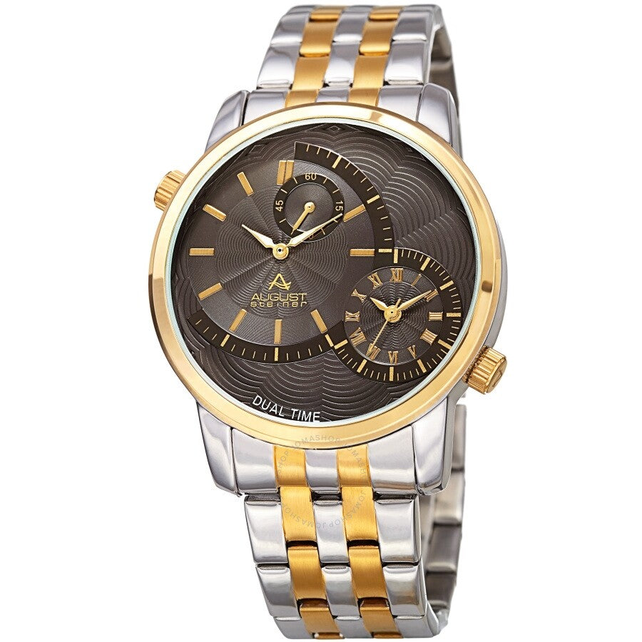 August Steiner Quartz Dual Time Grey Dial Two-tone Men's Watch AS8210TTG - Dawson Watches