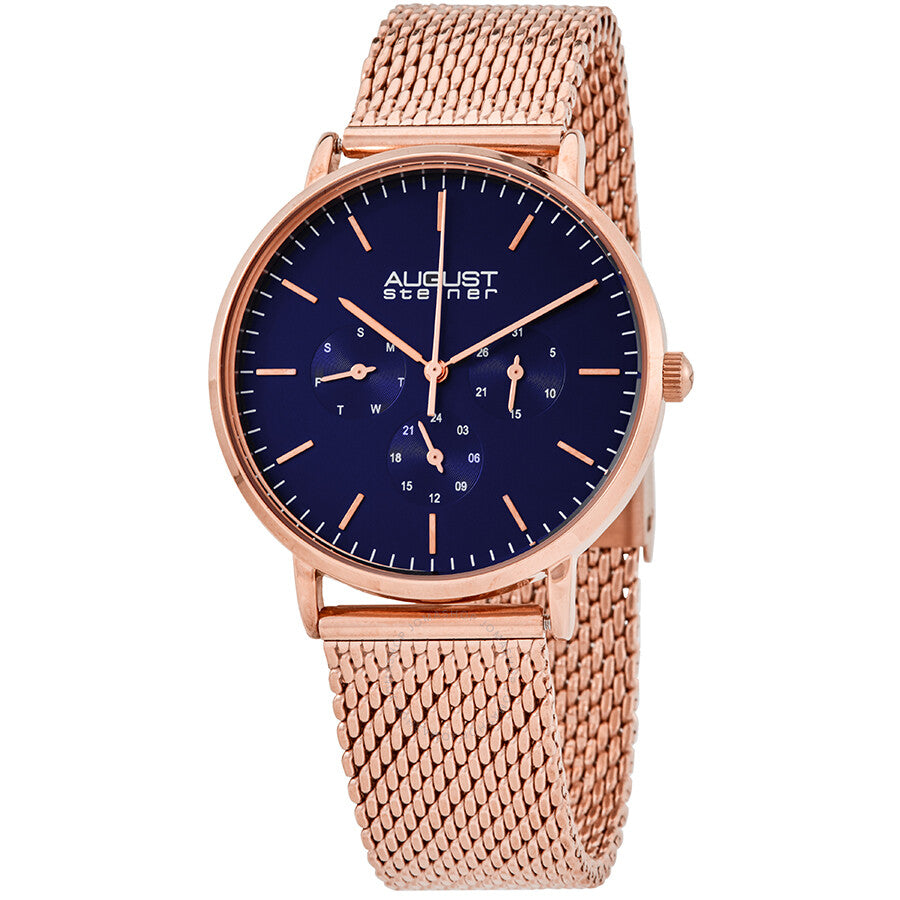 August Steiner Mesh Bracelet Blue Dial Men's Watch AS8255RGBU - Dawson Watches