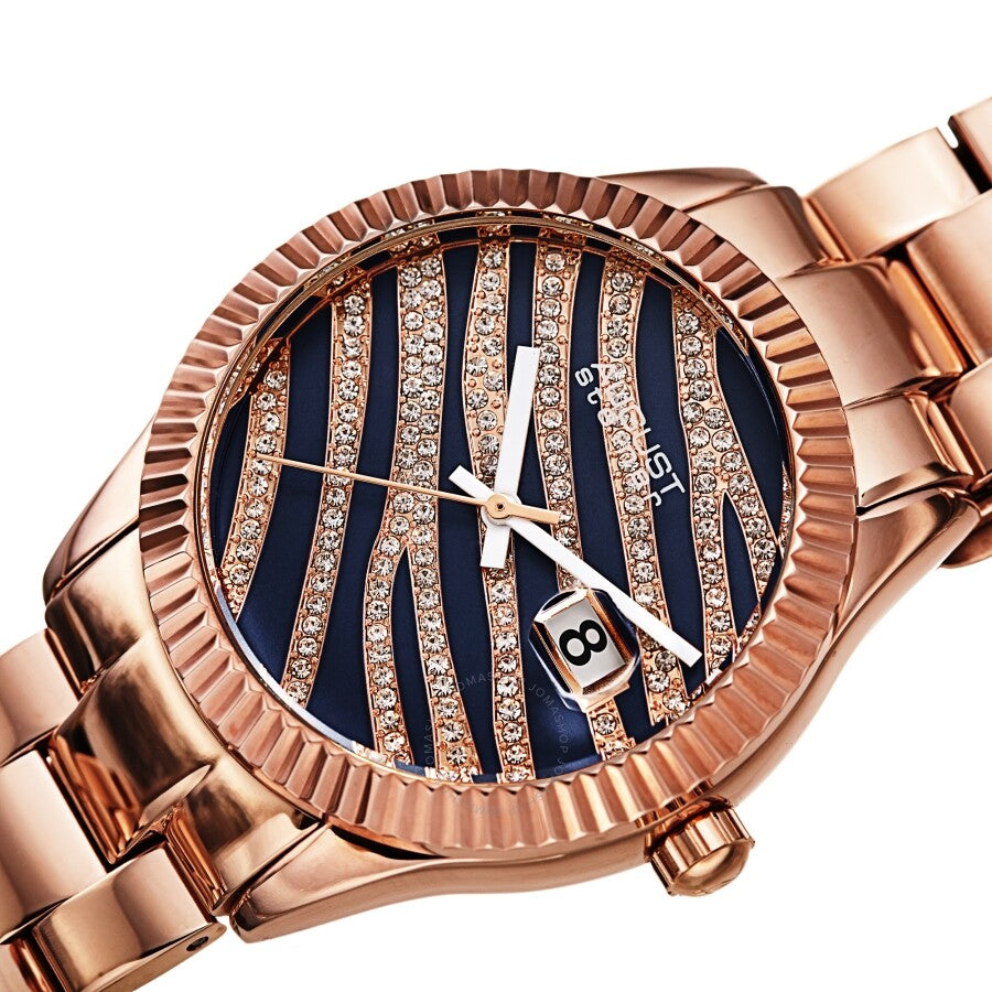 August Steiner Blue & Gold Zebra Pattern Dial Ladies Watch AS8276RGBU - Dawson Watches #2