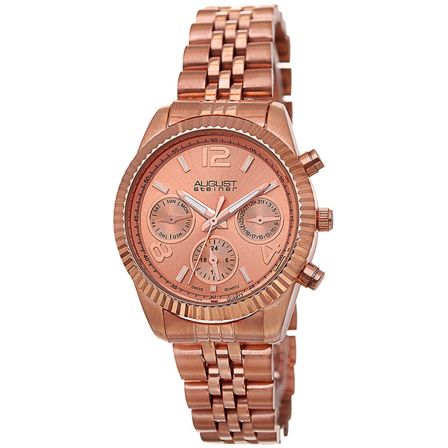 August Steiner Multi-Function Rose Dial Rose Gold-tone Ladies Watch AS8103RG - Dawson Watches