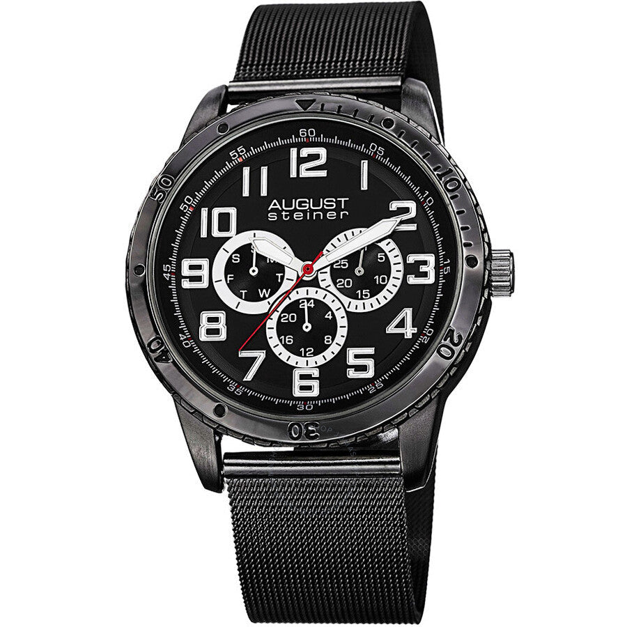August Steiner Multi-Function Black Dial Black Ion-plated Men's Watch AS8115BK - Dawson Watches