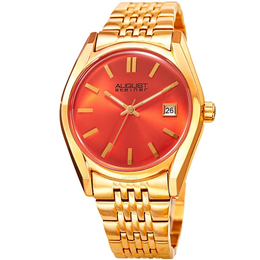 August Steiner Quartz Orange Dial Ladies Watch AS8235YGOR - Dawson Watches