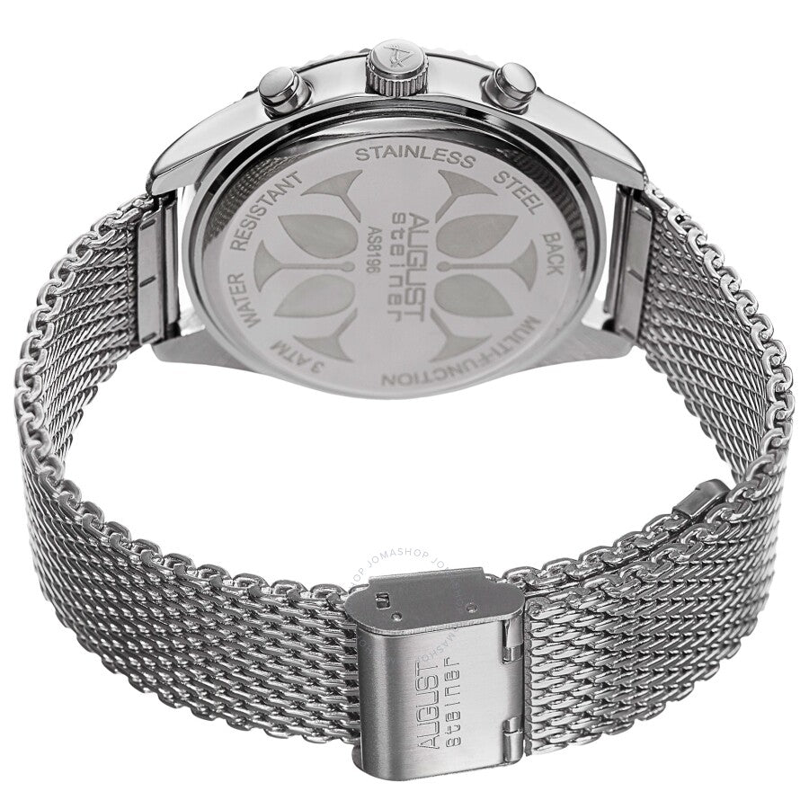 August Steiner Orange Dial Stainless Steel Mesh Men's Watch AS8196OR - The Watches Men & Co #4
