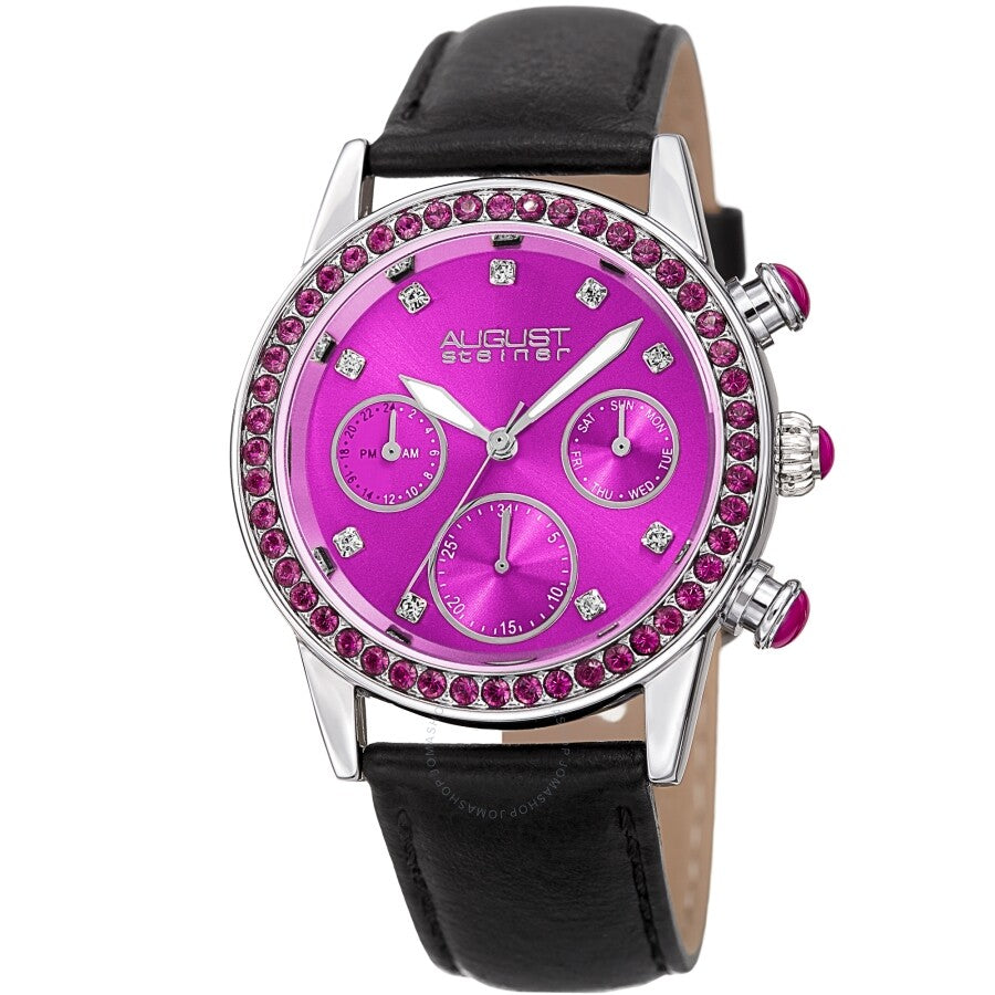 August Steiner Quartz Crystal Purple Dial Ladies Watch AS8236PK - Dawson Watches