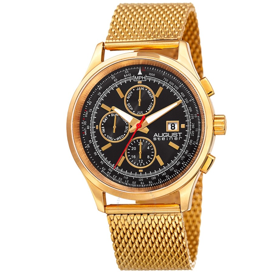 August Steiner Quartz Black Dial Men's Watch AS8194YGB - The Watches Men & Co