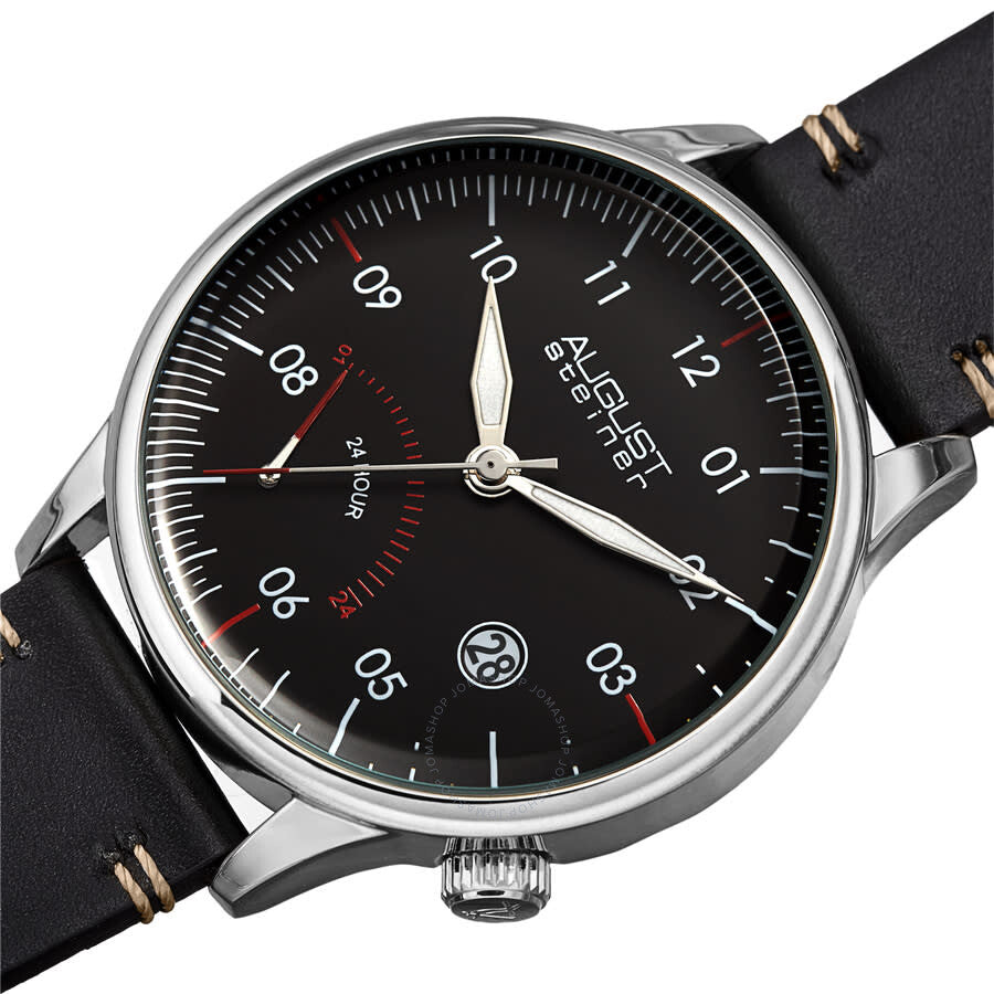August Steiner Quartz Black Dial Men's Watch AS8285SSB - The Watches Men & Co #2