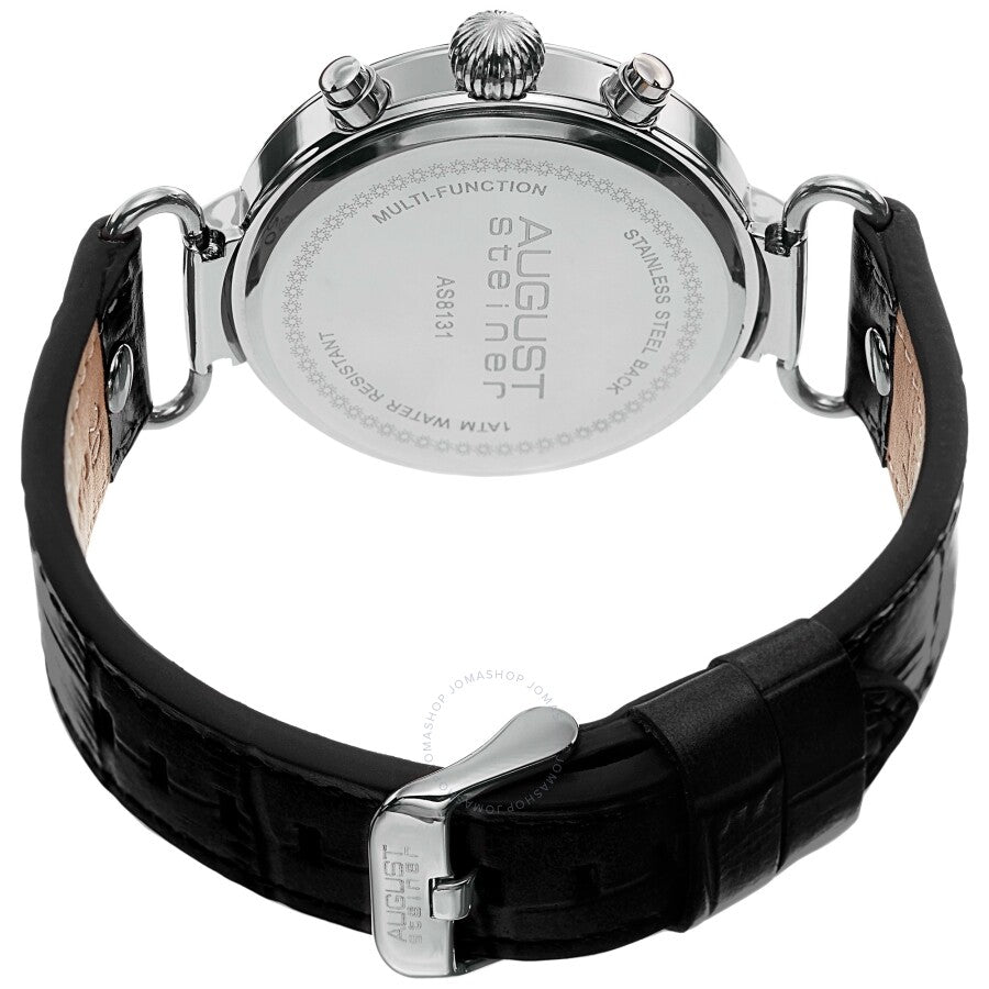 August Steiner Quartz Blue Dial Black Leather Men's Watch AS8131BKBU - The Watches Men & Co #4