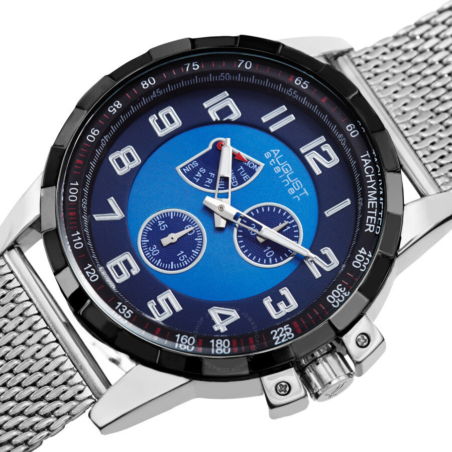 August Steiner Quartz Blue Dial Stainless Steel Mesh  Men's Watch AS8202SSBU - Dawson Watches #2