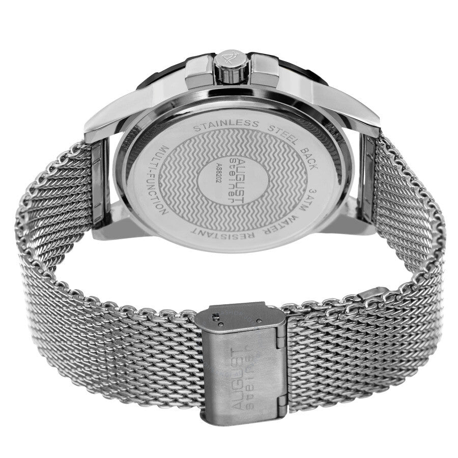 August Steiner Quartz Blue Dial Stainless Steel Mesh  Men's Watch AS8202SSBU - Dawson Watches #4