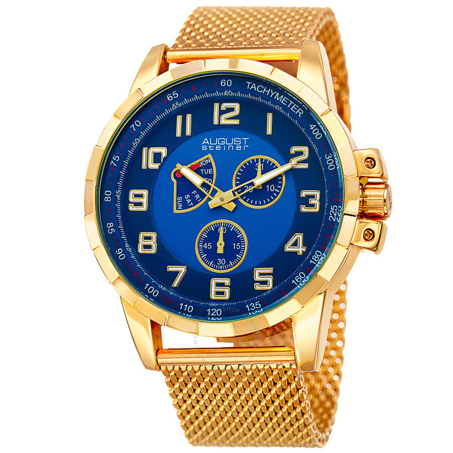August Steiner Quartz Blue Dial Men's Watch AS8202YGBU - Dawson Watches