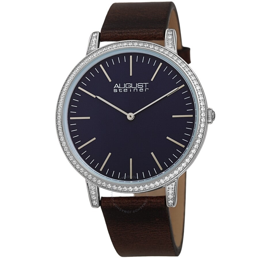 August Steiner Quartz Crystal Blue Dial Men's Watch AS8273BRBU - The Watches Men & Co
