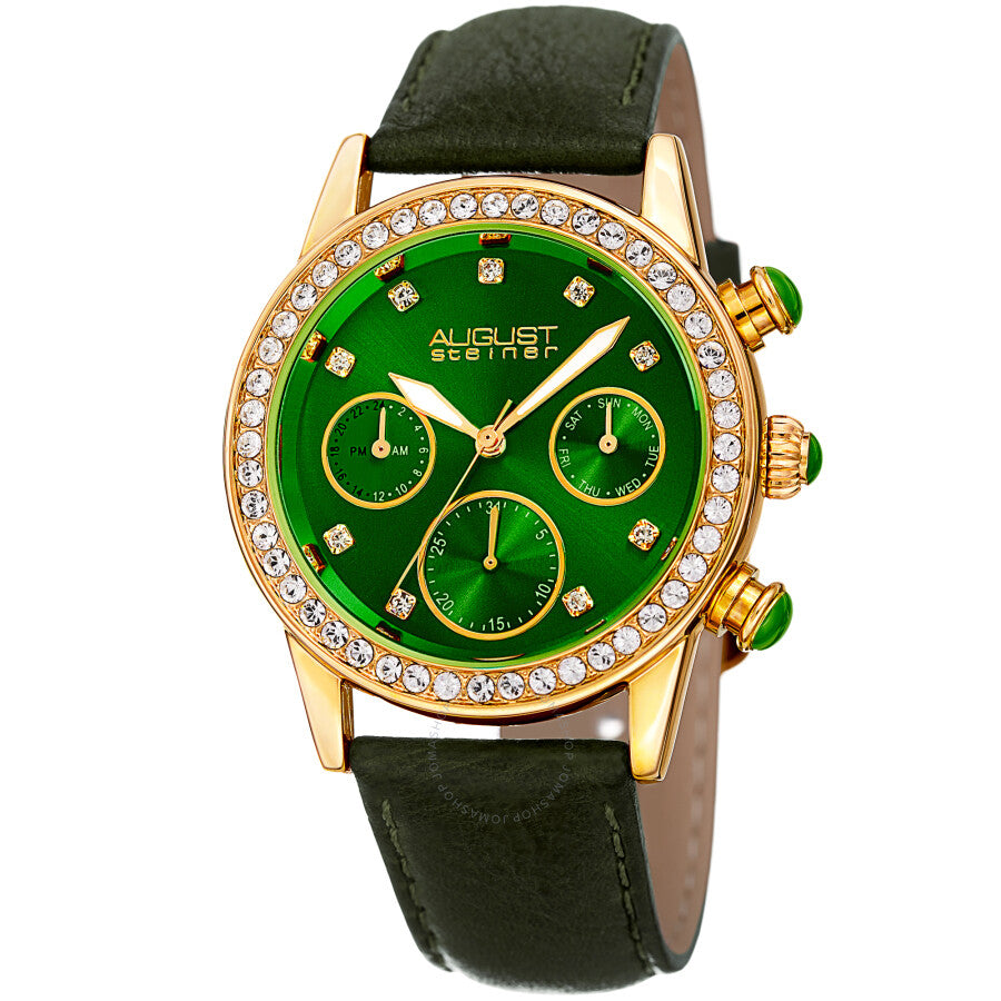 August Steiner Quartz Crystal Green Dial Ladies Watch AS8236GN - Dawson Watches