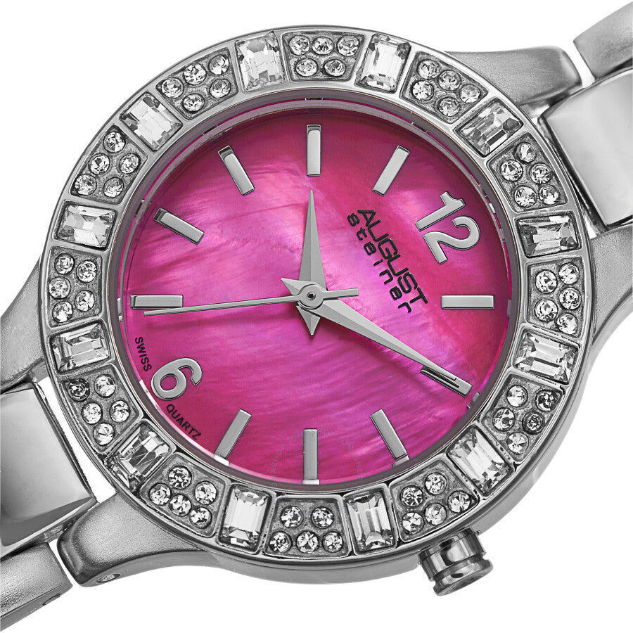 August Steiner Quartz Crystal Pink Dial Ladies Watch AS8135SSPK - Dawson Watches #2