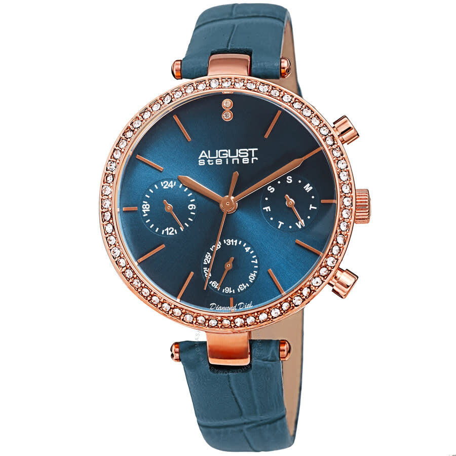 August Steiner Quartz Diamond Blue Dial Ladies Watch AS8288BU - Dawson Watches