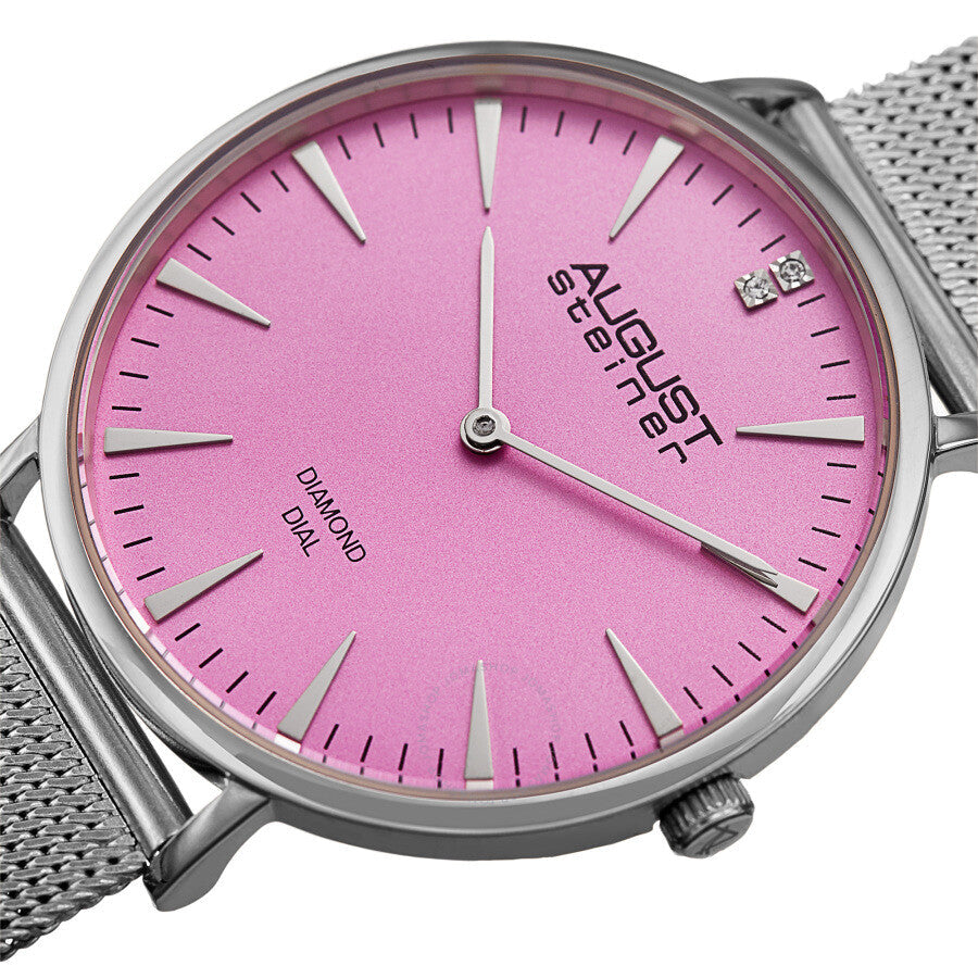 August Steiner Quartz Diamond Pink Dial Ladies Watch AS8207SS - Dawson Watches #2