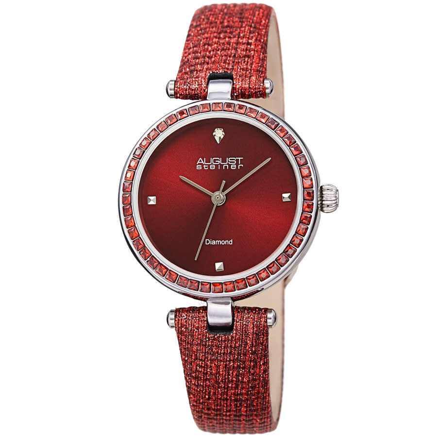 August Steiner Quartz Diamond Red Dial Ladies Watch AS8280RD - Dawson Watches