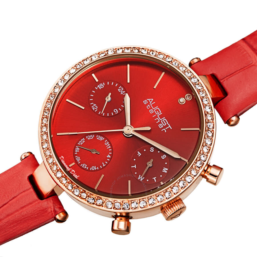 August Steiner Quartz Diamond Red Dial Ladies Watch AS8288RD - Dawson Watches #2