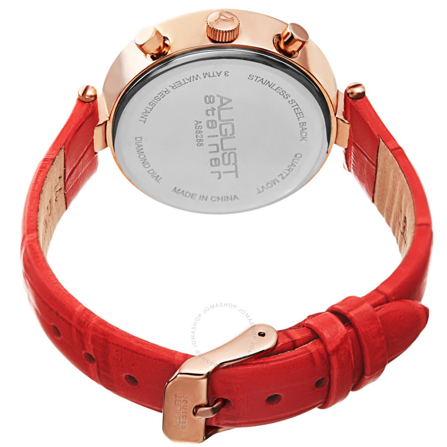 August Steiner Quartz Diamond Red Dial Ladies Watch AS8288RD - Dawson Watches #4
