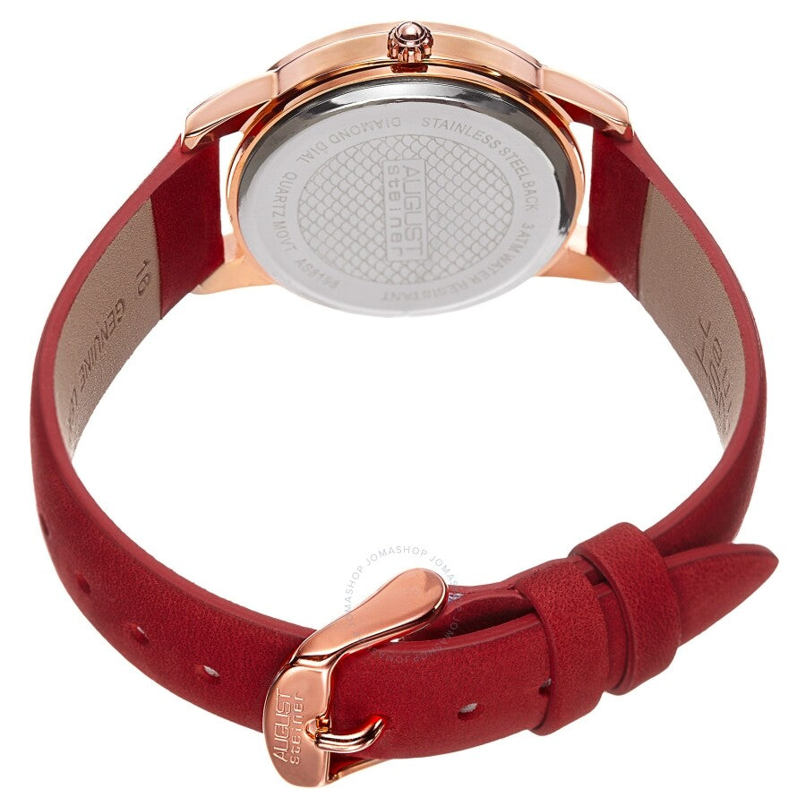 August Steiner Quartz Diamond Rose Gold Dial Ladies Watch AS8198RD - The Watches Men & Co #4