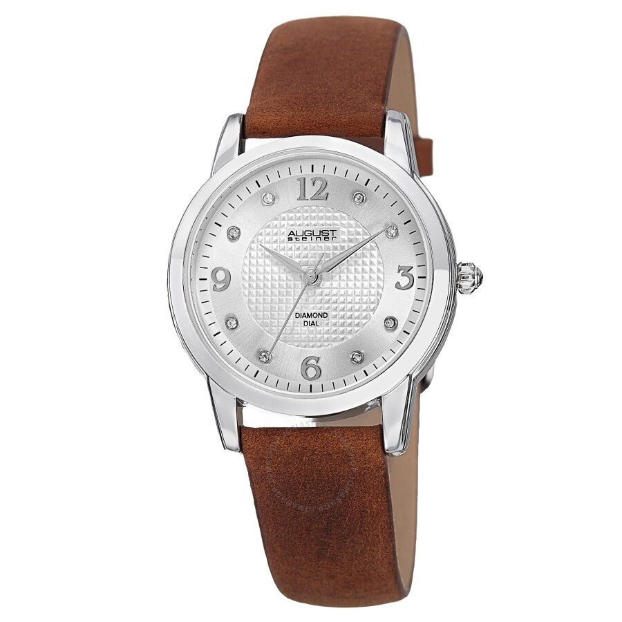 August Steiner Quartz Diamond Silver Dial Ladies Watch AS8198BR - The Watches Men & Co