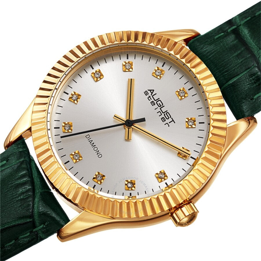 August Steiner Quartz Diamond Silver Dial Ladies Watch AS8277GN - The Watches Men & Co #2