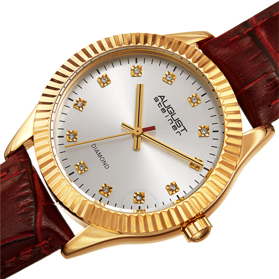 August Steiner Quartz Diamond Silver Dial Ladies Watch AS8277RD - The Watches Men & Co #2