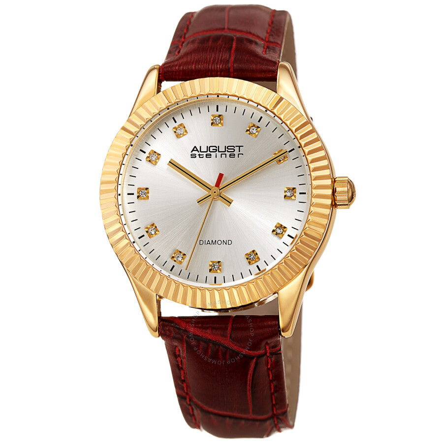 August Steiner Quartz Diamond Silver Dial Ladies Watch AS8277RD - Dawson Watches