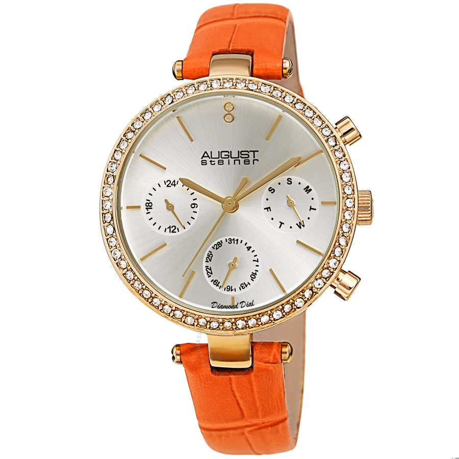 August Steiner Quartz Diamond Silver Dial Ladies Watch AS8288OR - Dawson Watches