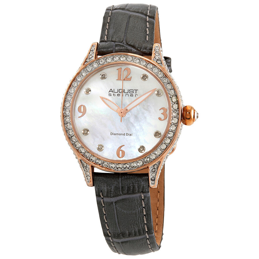 August Steiner Quartz Diamond White MOP Dial Ladies AS8188GY - Dawson Watches