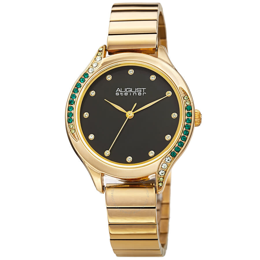 August Steiner Quartz Black Dial Ladies Watch AS8279GN - Dawson Watches