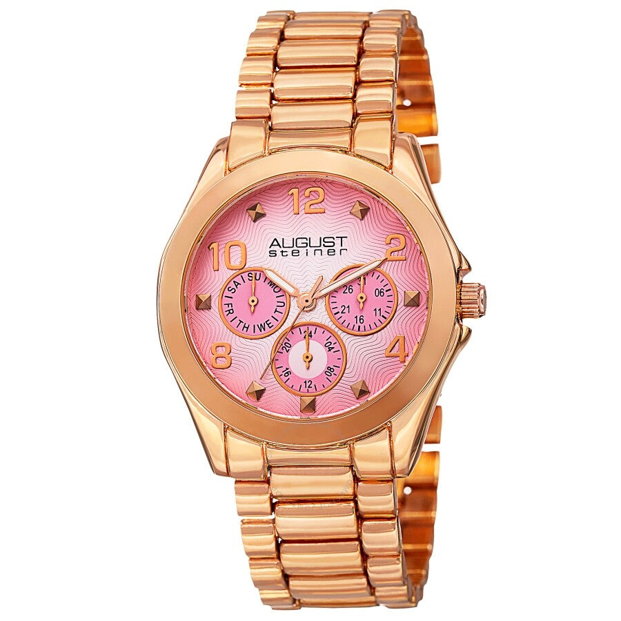 August Steiner Quartz Pink Dial Ladies Watch AS8150RG - The Watches Men & Co