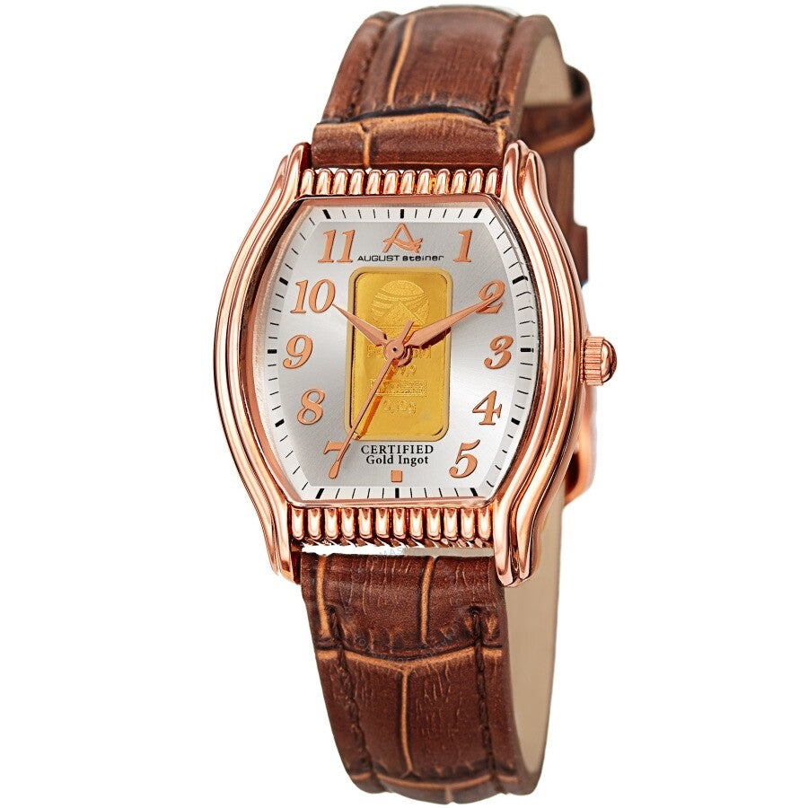 August Steiner Quartz Silver Dial Ladies Watch AS8225RGBR - The Watches Men & Co