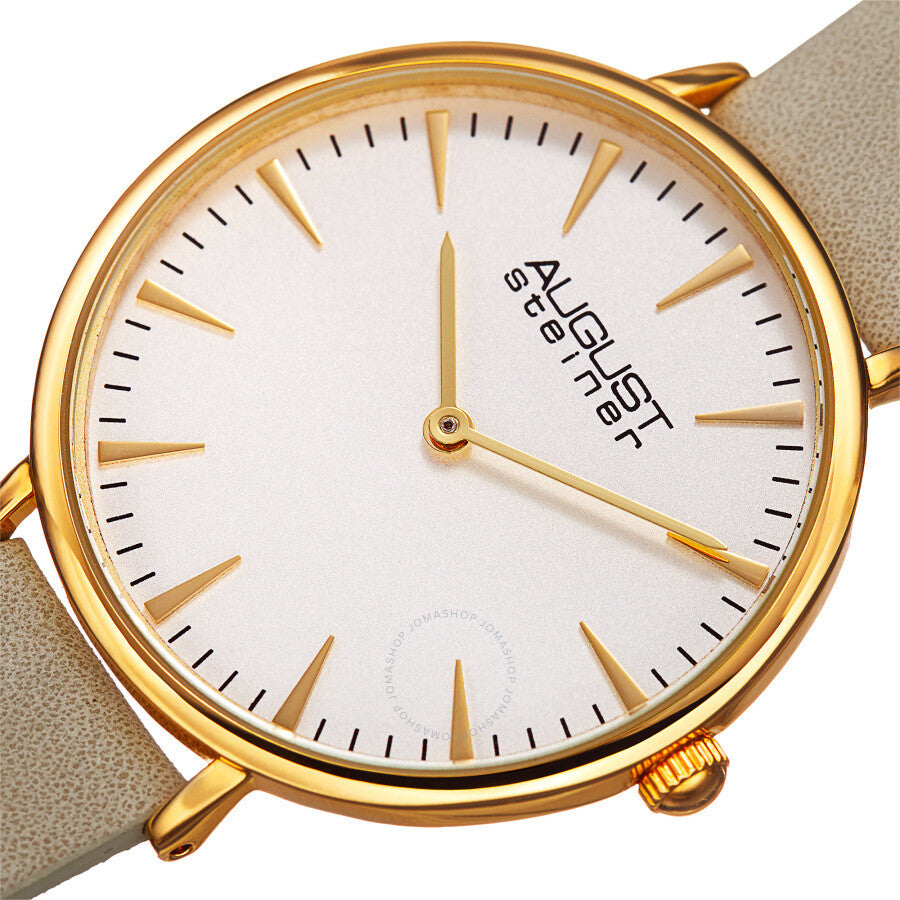 August Steiner Quartz White Dial Beige Leather Ladies Watch AS8187WTG - Dawson Watches #2