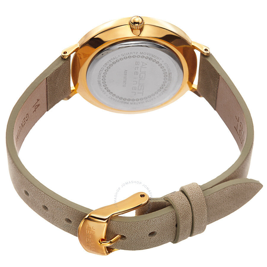 August Steiner Quartz White Dial Beige Leather Ladies Watch AS8187WTG - Dawson Watches #4