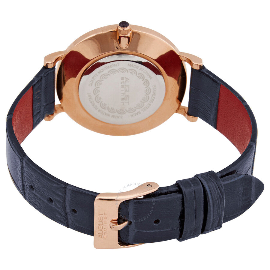 August Steiner Quartz White Dial Blue Leather Ladies Watch AS8287BU - Dawson Watches #3