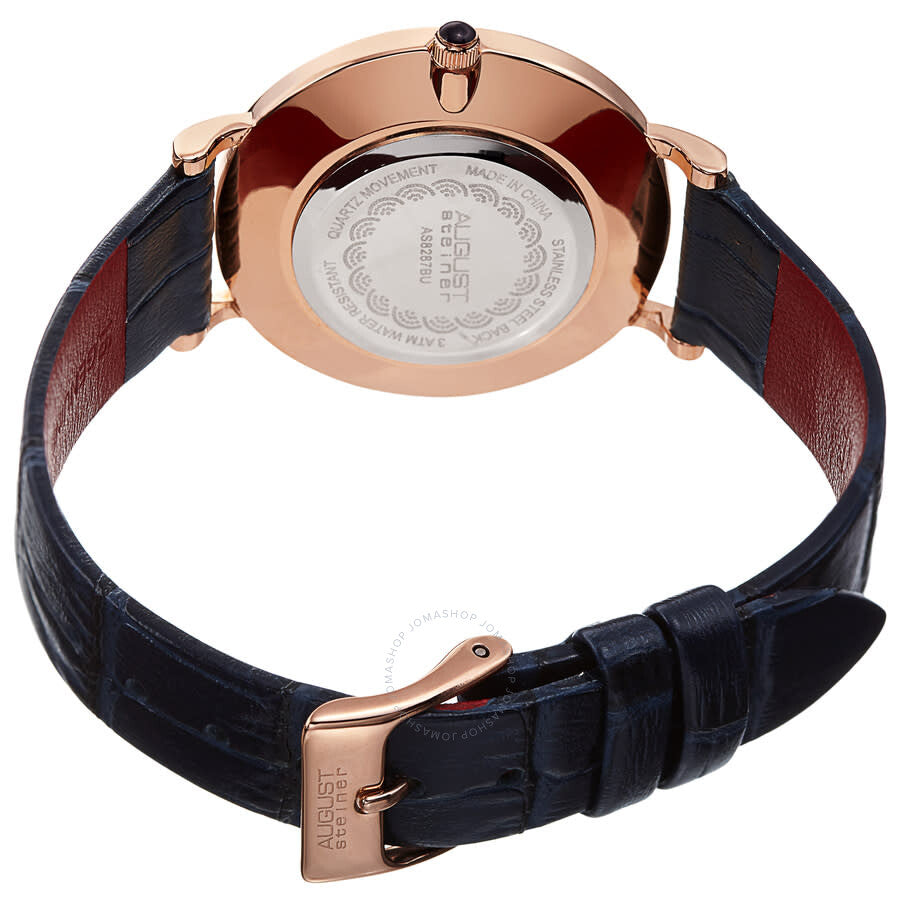 August Steiner Quartz White Dial Blue Leather Ladies Watch AS8287BU - Dawson Watches #4