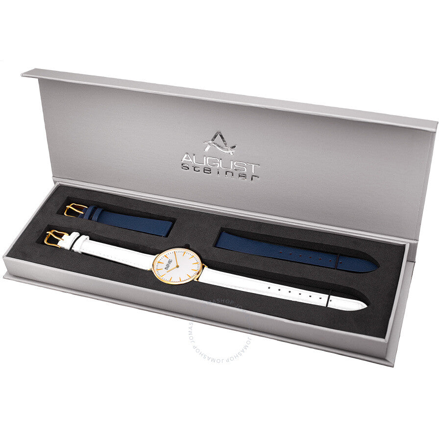 August Steiner Quartz White Dial Ladies Watch AS8206YG-BX - Dawson Watches