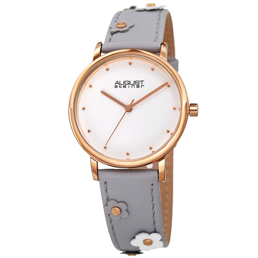 August Steiner Quartz White Dial Ladies Watch AS8260GY - The Watches Men & Co