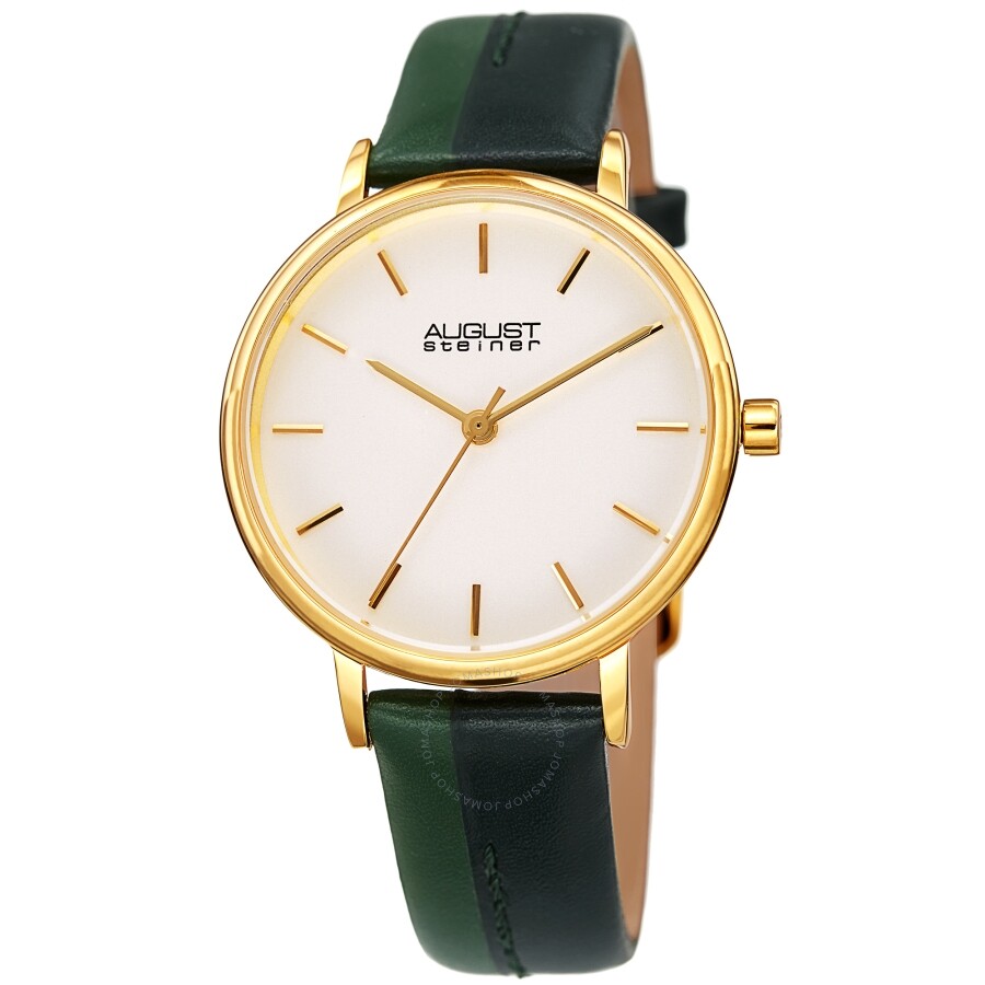 August Steiner Quartz White Dial Ladies Watch AS8261GN - The Watches Men & Co