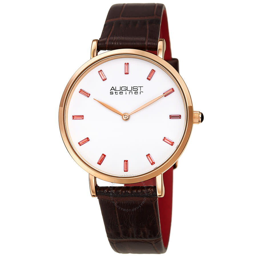 August Steiner Quartz White Dial Ladies Watch AS8287BR - Dawson Watches