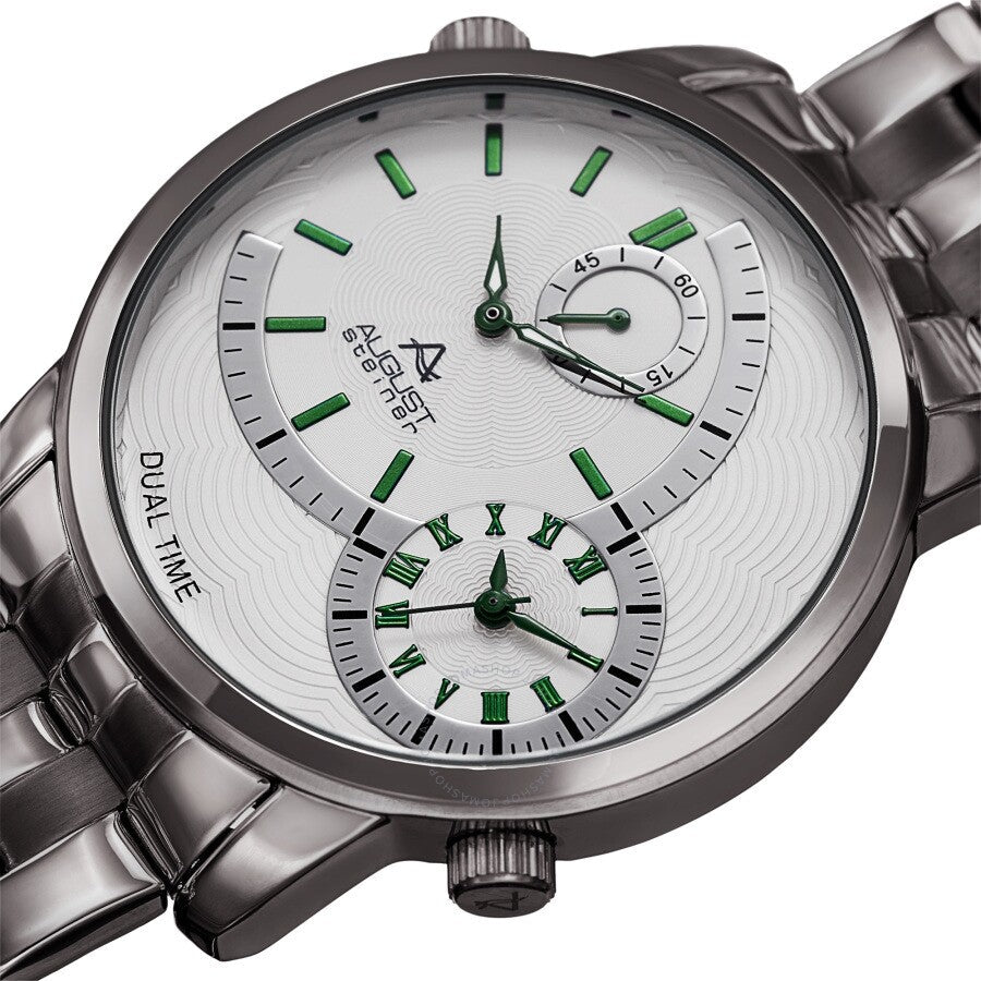 August Steiner Quartz White Dial Stainless Steel Men's Watch AS8210GN - The Watches Men & Co #2