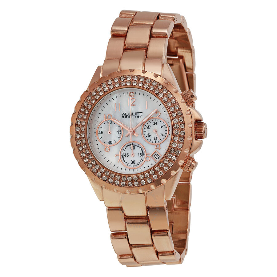 August Steiner Mother of Pearl Dial Rose Gold-tone Ladies Watch AS8031RG - Dawson Watches