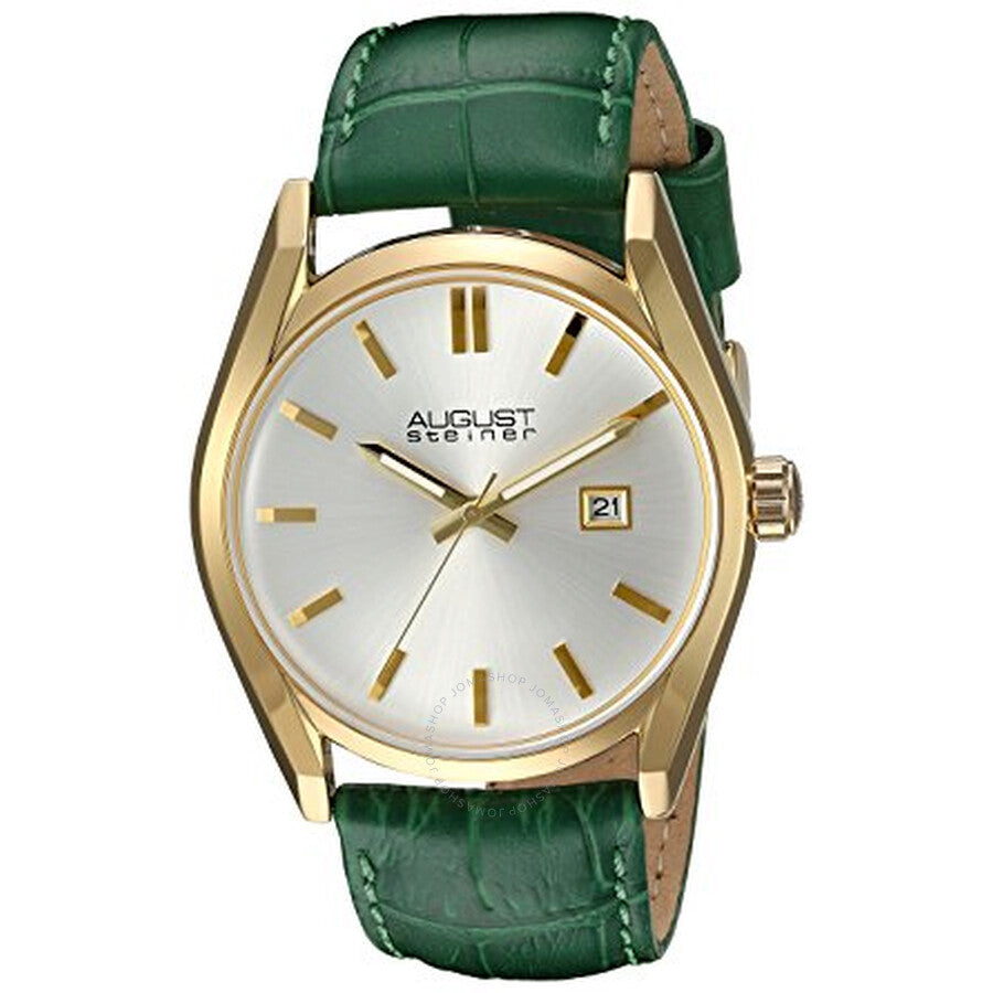 August Steiner Silver Dial Green Leather Ladies Watch AS8221GN - Dawson Watches