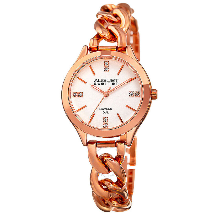 August Steiner Quartz Silver Dial Rose Gold-tone Ladies Watch AS8222RG - Dawson Watches
