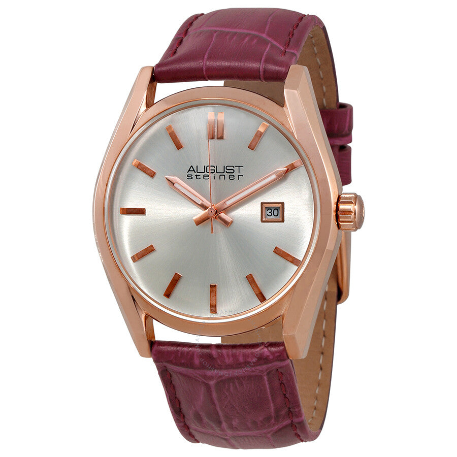 August Steiner Silver Dial Purple Leather Ladies Watch AS8221PU - Dawson Watches