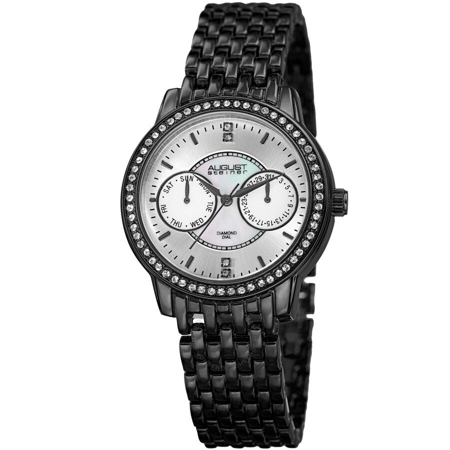 August Steiner Quartz Diamond Silver Dial Ladies Watch AS8228BK - Dawson Watches