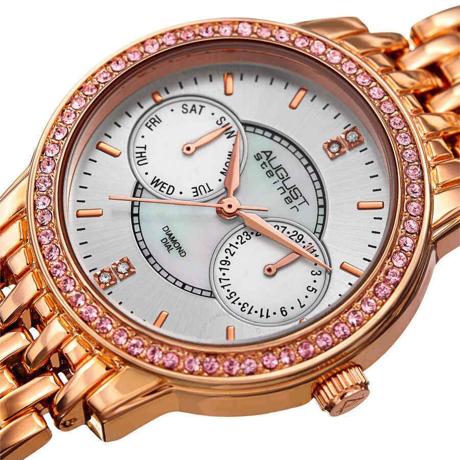 August Steiner Quartz Diamond Silver Dial Ladies Watch AS8228RG - Dawson Watches #2