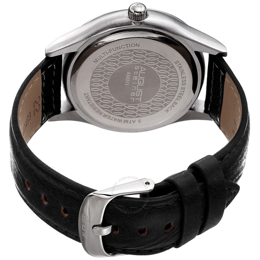 August Steiner Quartz Silver Dial Black Leather Men's Watch AS8243SSBK - Dawson Watches #4
