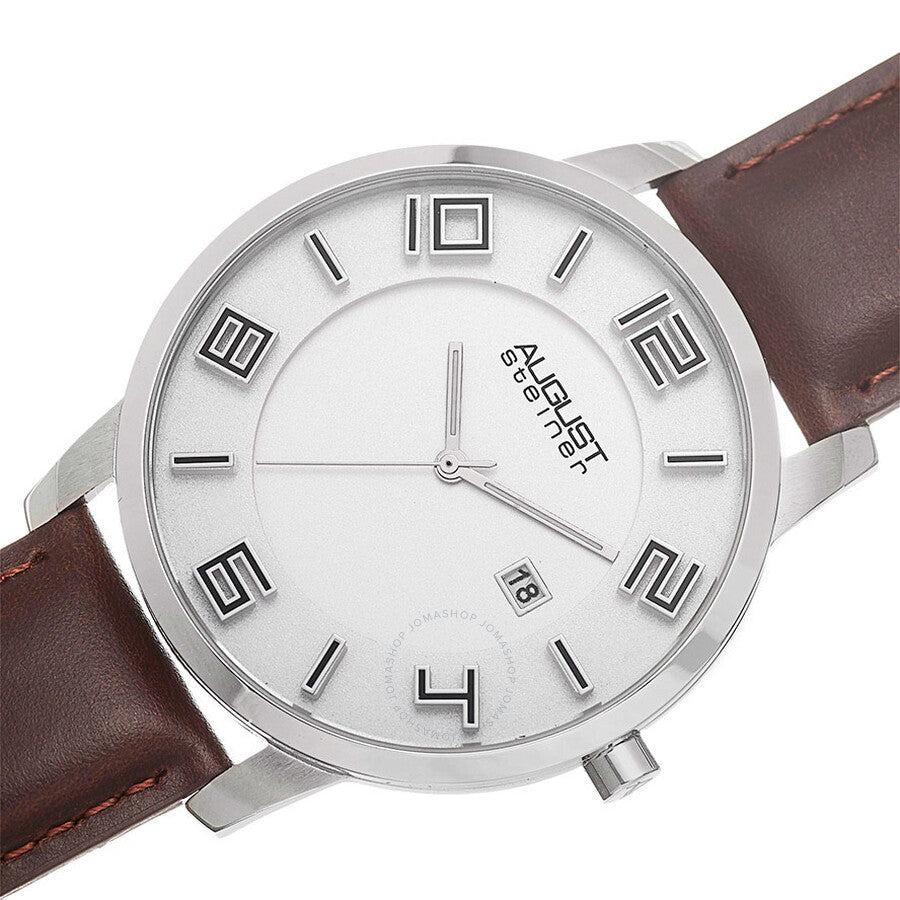August Steiner White Dial Brown Leather Men's Watch AS8108BR - The Watches Men & Co #2